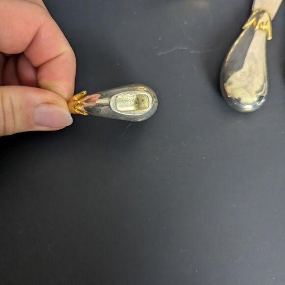 Vintage Silver and gold Egg plant knives and knife holder Joie de vivre - Picture 4 of 8